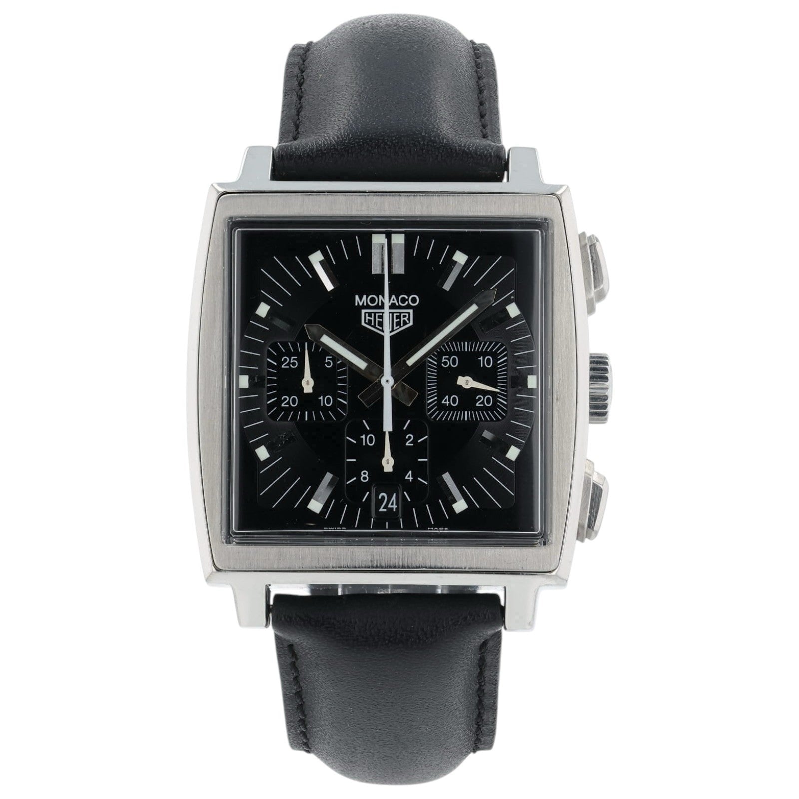 Tag Heuer Monaco Black Dial Stainless Steel 38mm Automatic Mens Watch CS2111