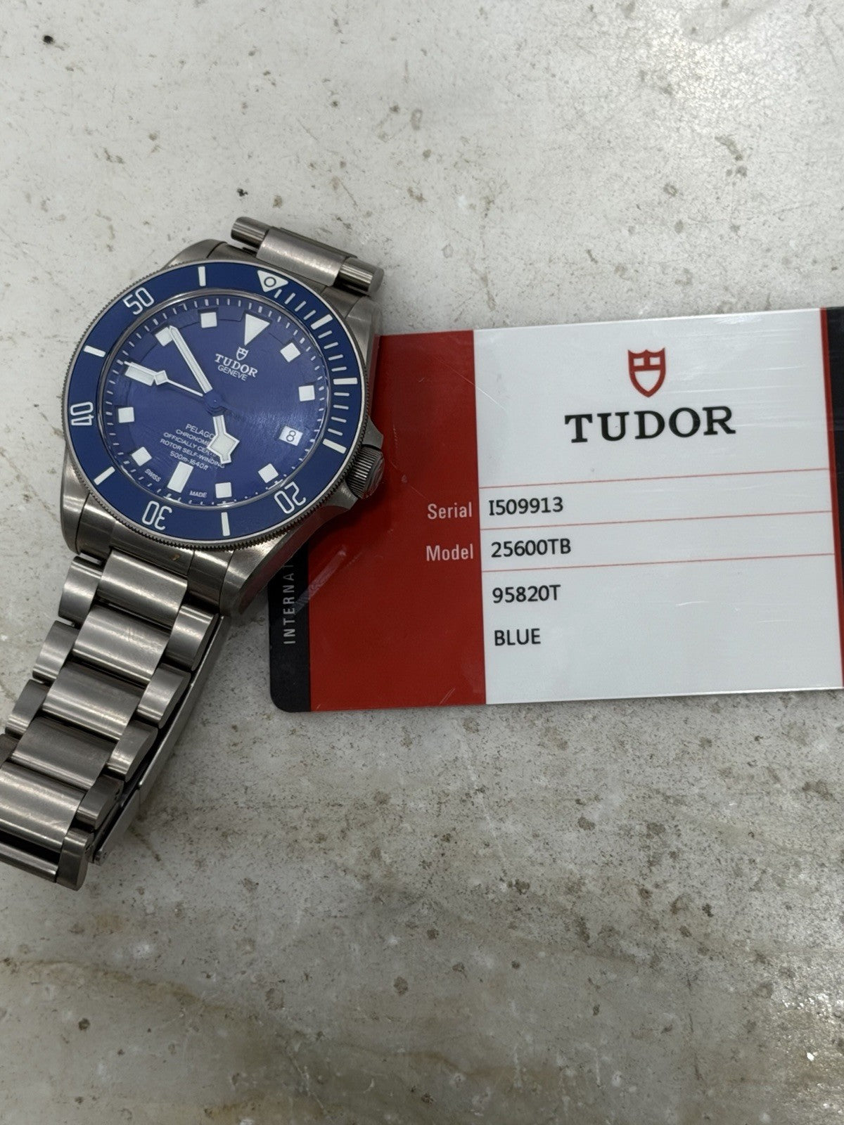 Tudor Pelagos Date Blue Dial Titanium Men's Watch 25600TB  w/ Papers 2015