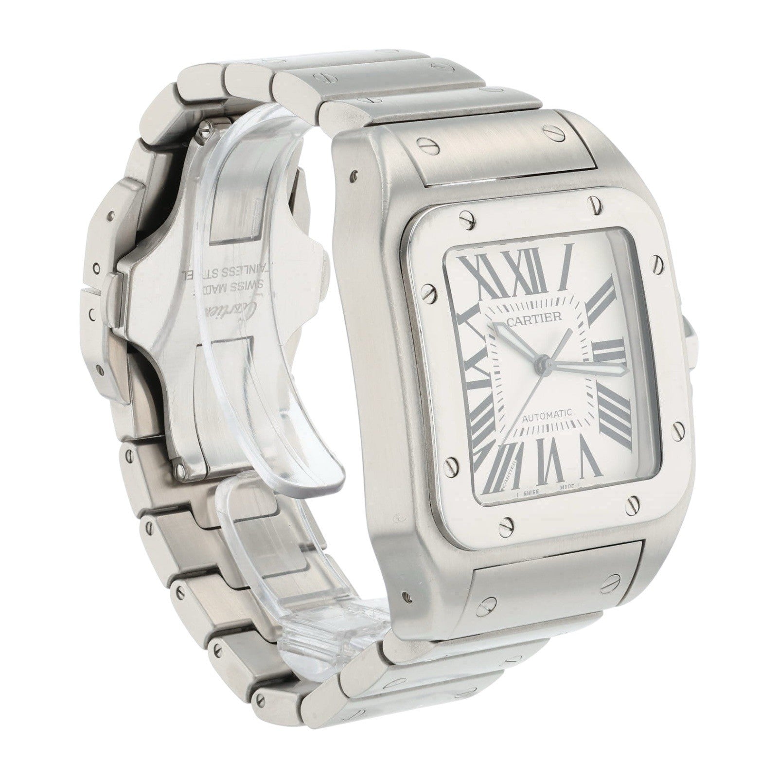 Cartier Santos 100 Stainless Steel Silver Dial 38mm Automatic Mens W20073X8