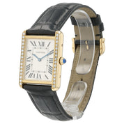 Cartier Tank Solo Silver Dial 18k Yellow Gold 34mm Quartz Diamond Watch W5200004