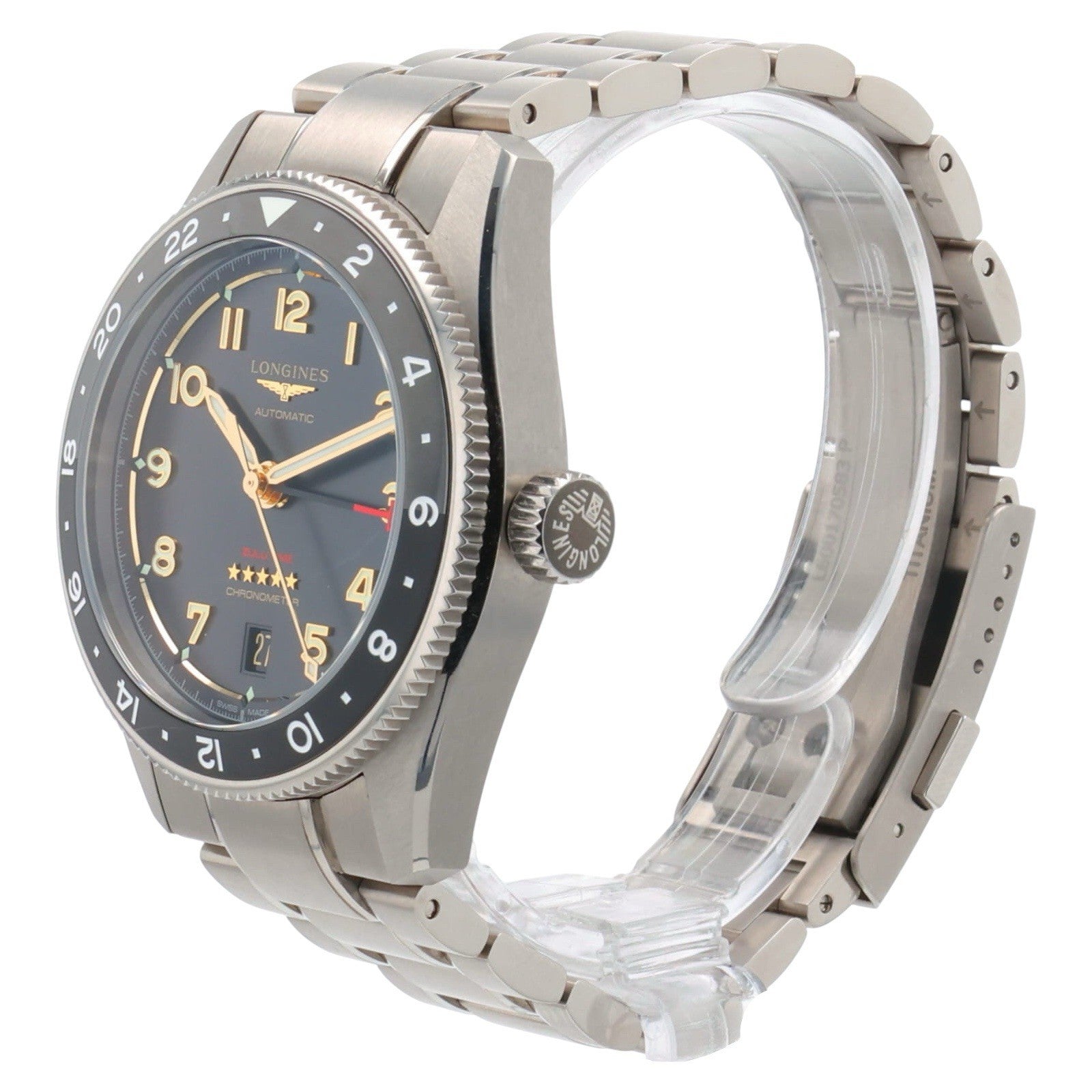 Longines Spirit Zulu Time Titanium Black Dial 39mm Automatic Mens Watch L3.802.1