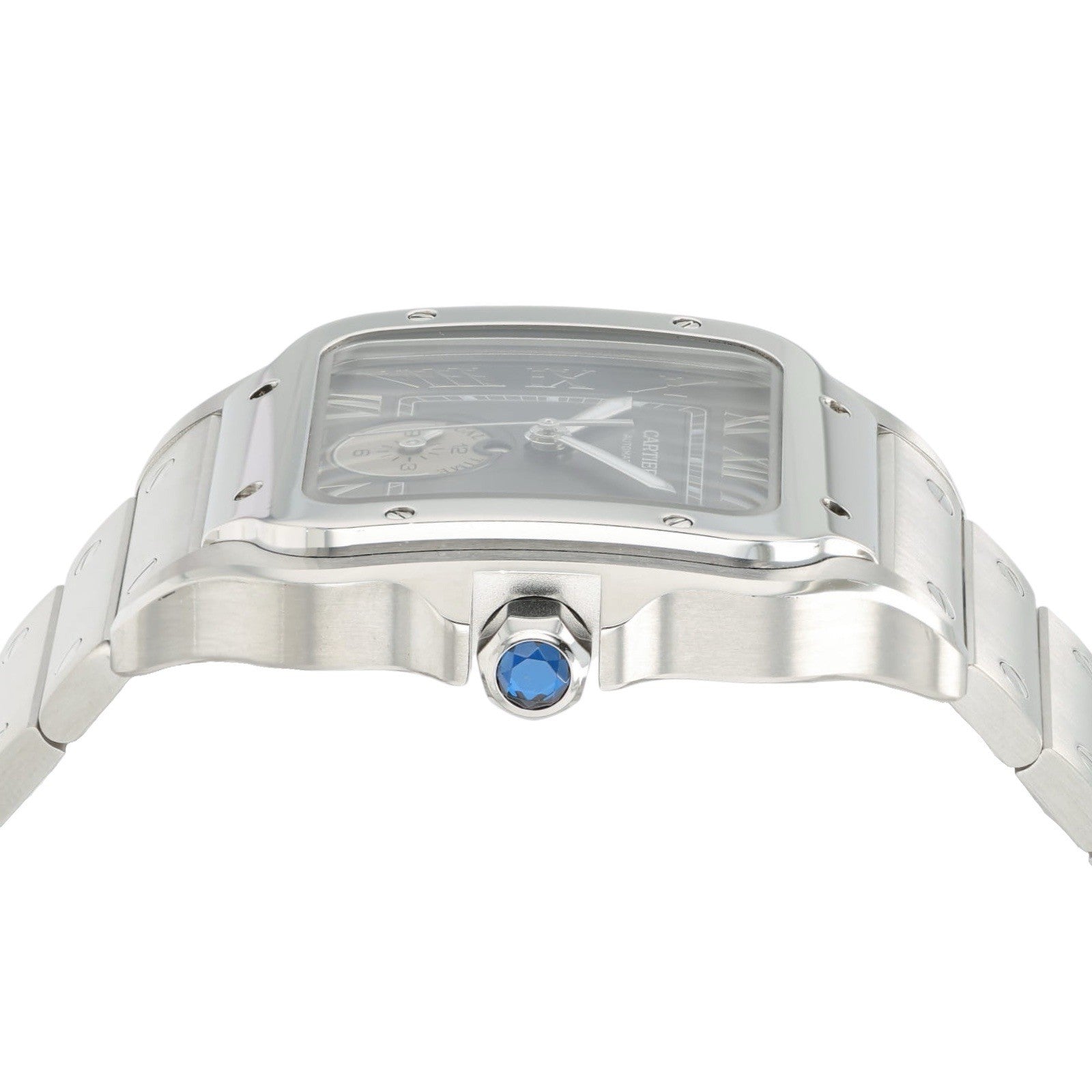 Cartier Santos Dual Time Gray Dial Steel 40.2mm Automatic Mens Watch WSSA0076