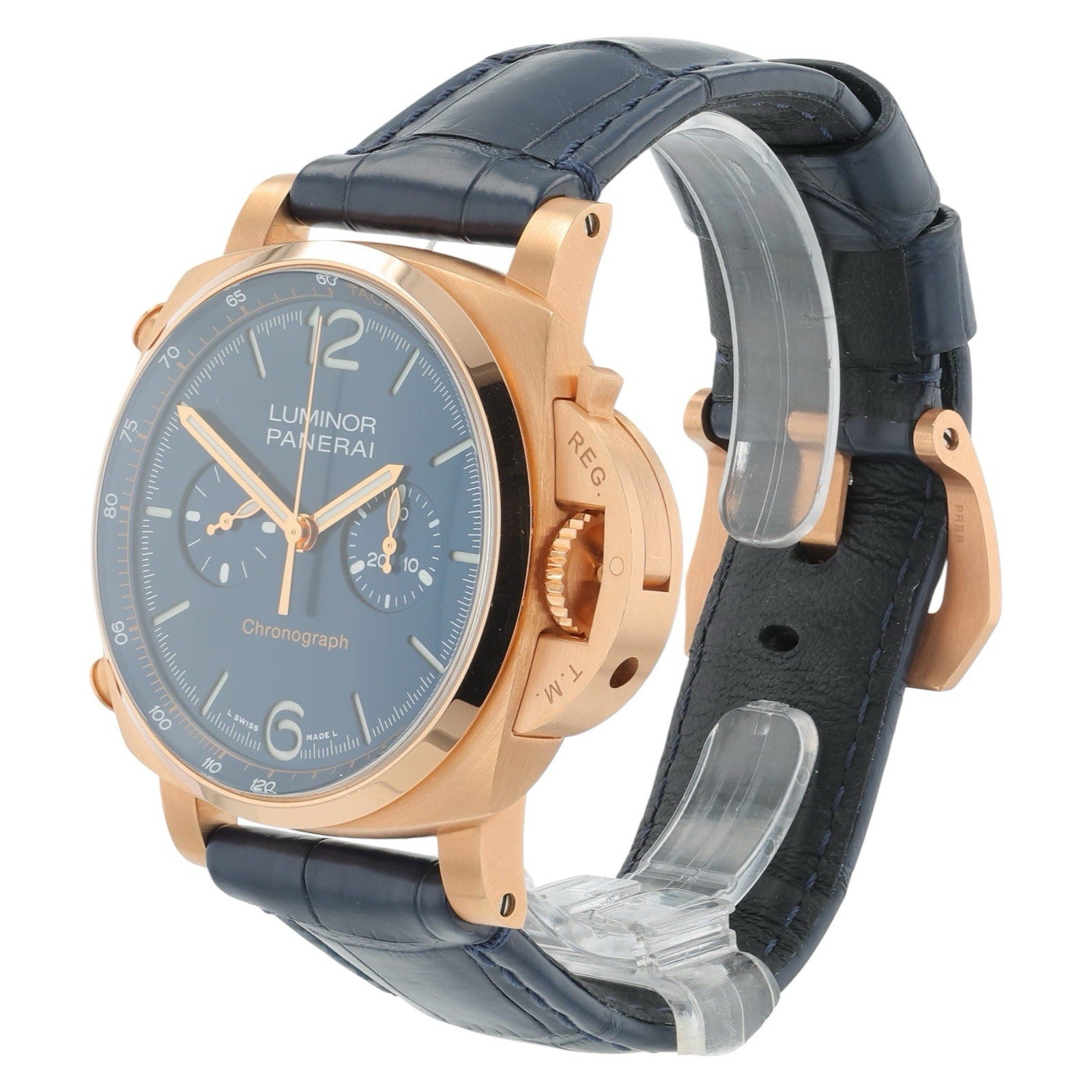 Panerai Luminor Marina 18k Rose Gold  Blue Dial 44mm Automatic Mens PAM01111