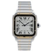 Cartier Santos Silver Dial Steel and 18k Gold 39.8mm Auto Men's Watch W2SA0006