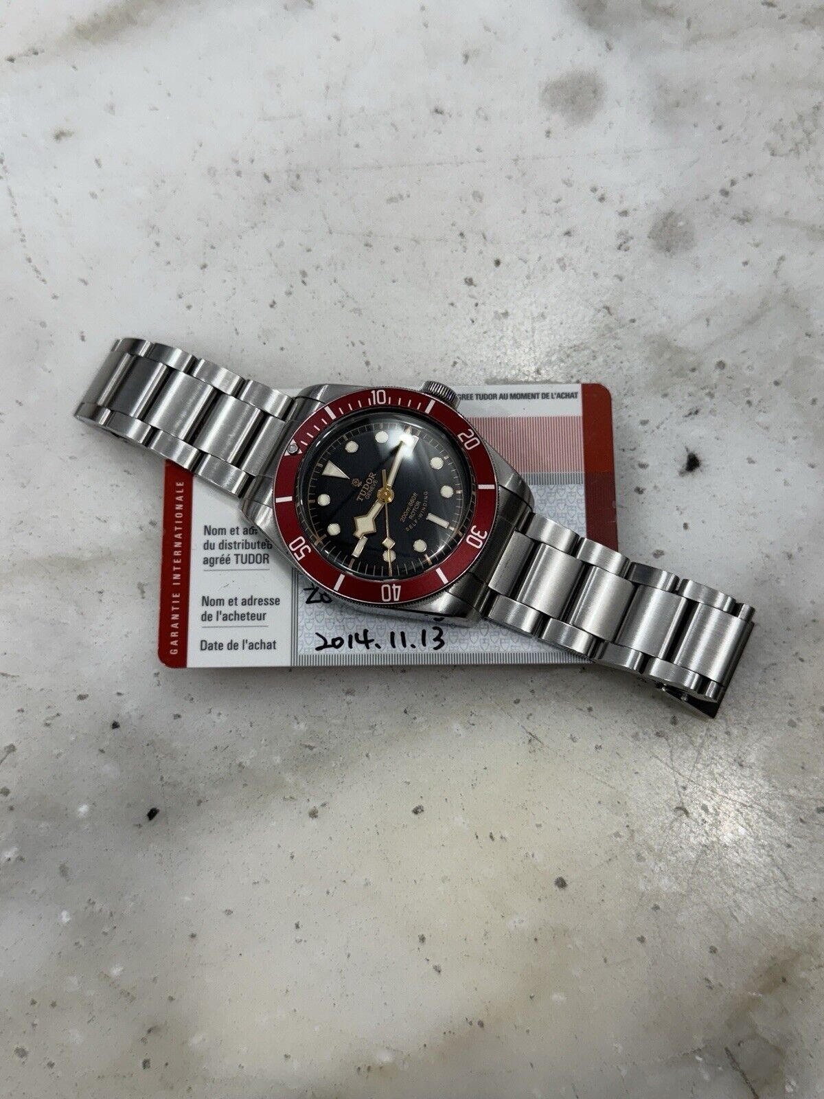 2014 Tudor Black Bay Smiley Stainless Steel Red 41mm Automatic Watch 79220R