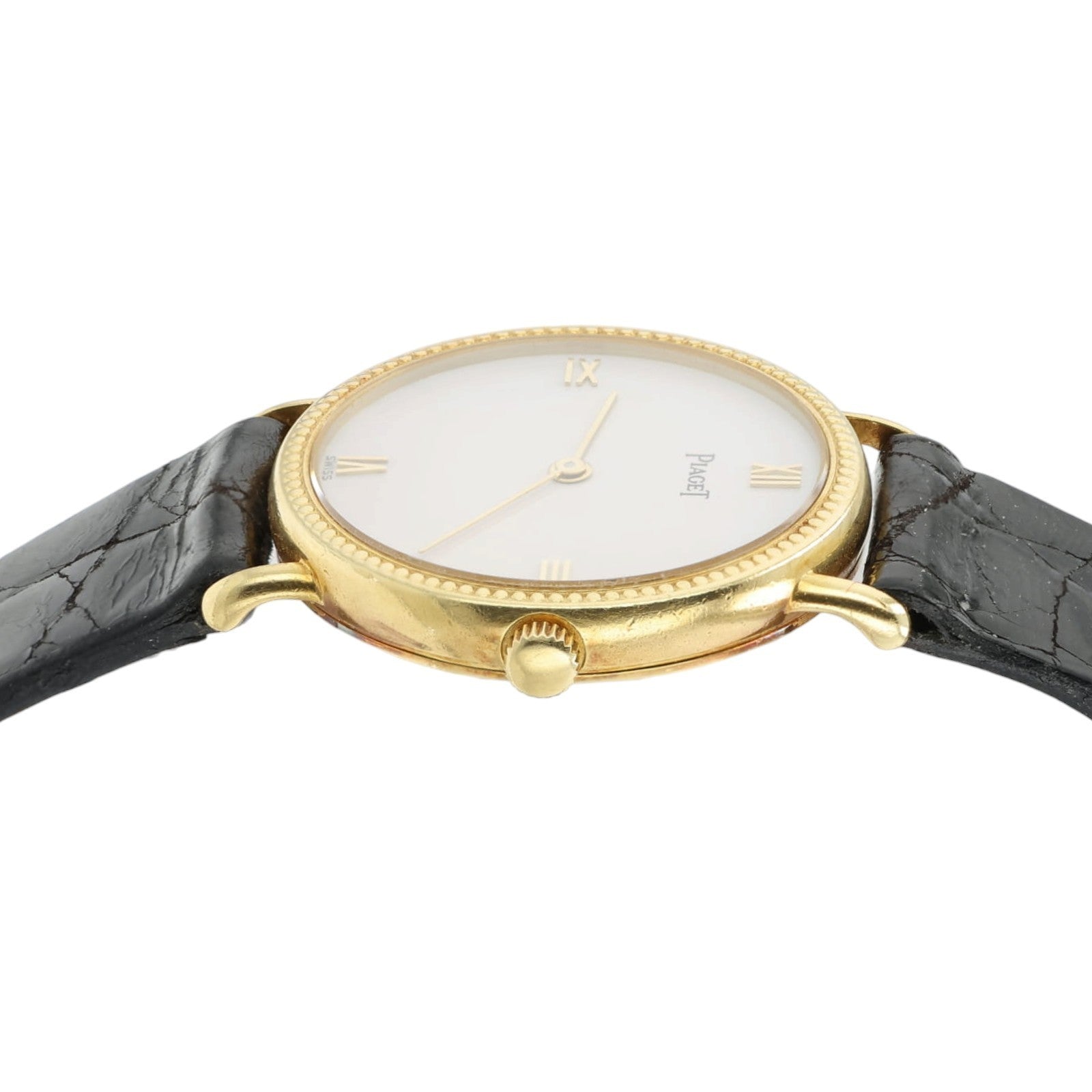 Piaget White Dial Beaded Bezel 18k Yellow Gold 24mm Quartz Women's Watch 8711