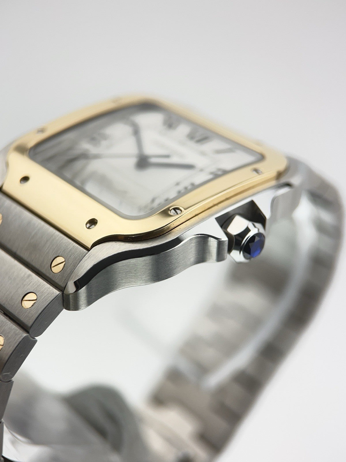 Cartier Santos Gold & Steel Silver Dial 39mm Automatic Mens Watch W2SA0009