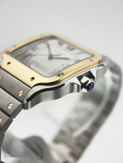 Cartier Santos Gold & Steel Silver Dial 39mm Automatic Mens Watch W2SA0009
