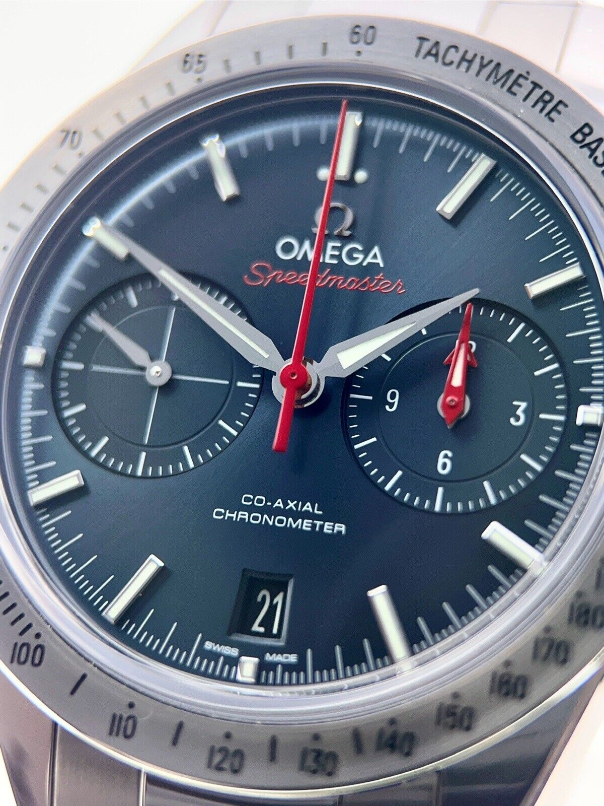 Omega Speedmaster ‘57 Stainless Steel Blue 42mm Automatic Men’s Watch W/ Box