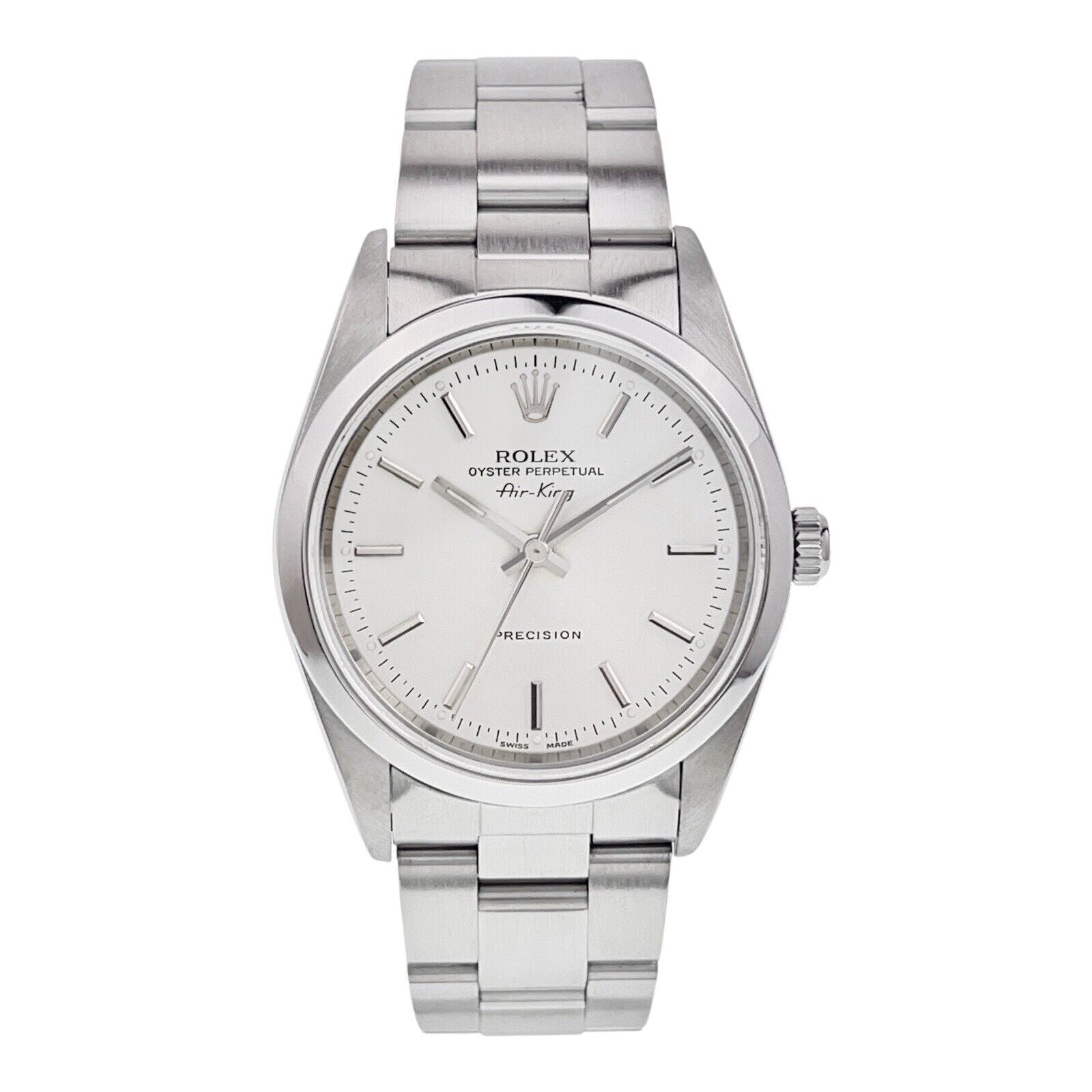 Rolex Air King Stainless Steel Silver Color Dial 34mm Automatic Mens Watch 14000