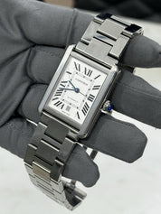 Cartier Tank Date XL Stainless Steel Bracelet 31mm Automatic Mens Watch 3515