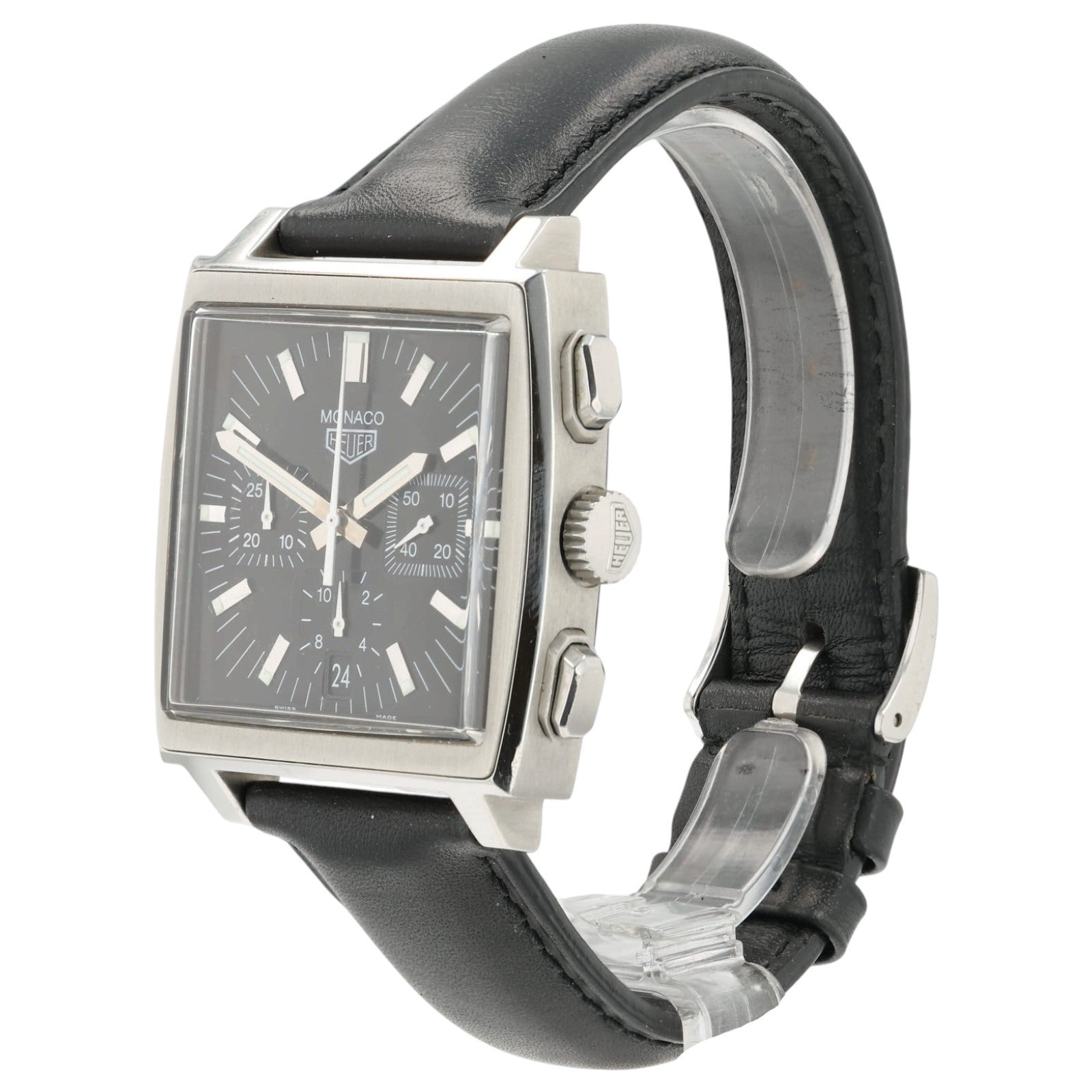 Tag Heuer Monaco Black Dial Stainless Steel 38mm Automatic Mens Watch CS2111