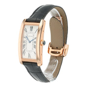 Cartier Tank Americaine Silver Roman Dial 18k Rose Gold Auto Watch WGTA0134