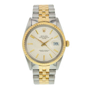 Rolex Oyster Perpetual Gold & Steel Silver Dial 34mm Automatic Men's Watch 15053