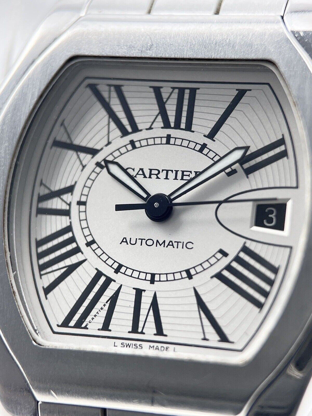 Cartier Roadster Date Roman Dial Stainless Steel Auto Men's Watch W6206017