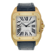 Cartier Santos 18k Yellow Gold Silver Dial 38mm Automatic Watch W20078Y1
