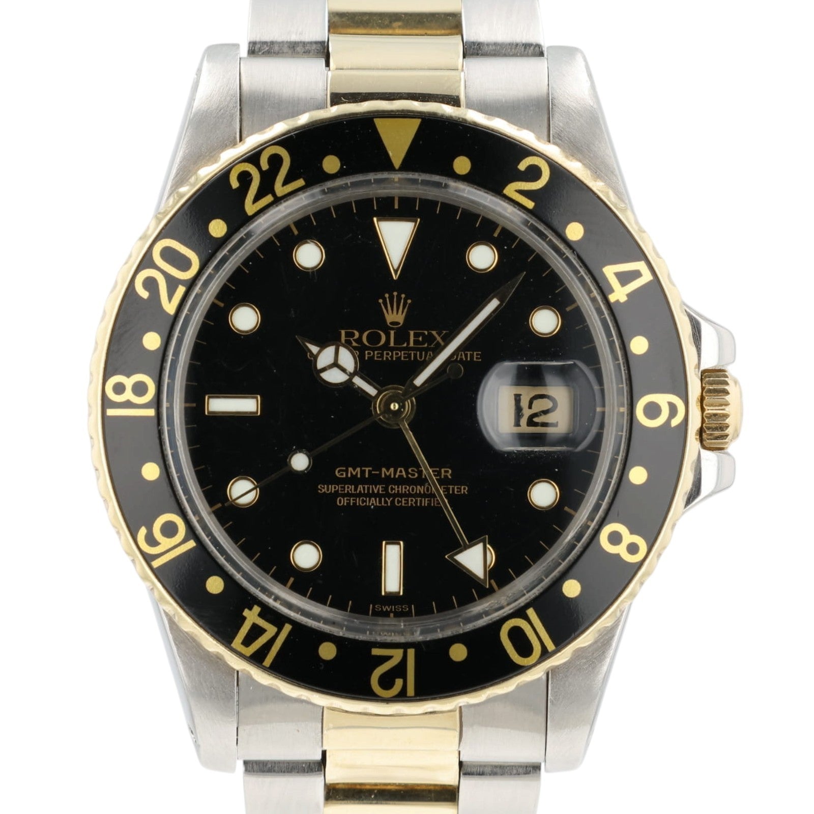Rolex GMT Master Black Dial Gold & Steel 40mm Automatic Men's Watch 16713