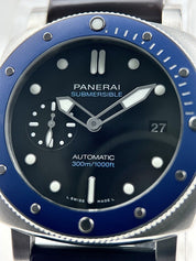 Panerai Submersible Black Dial Steel Mens Watch PAM01209 Box And Papers 42mm