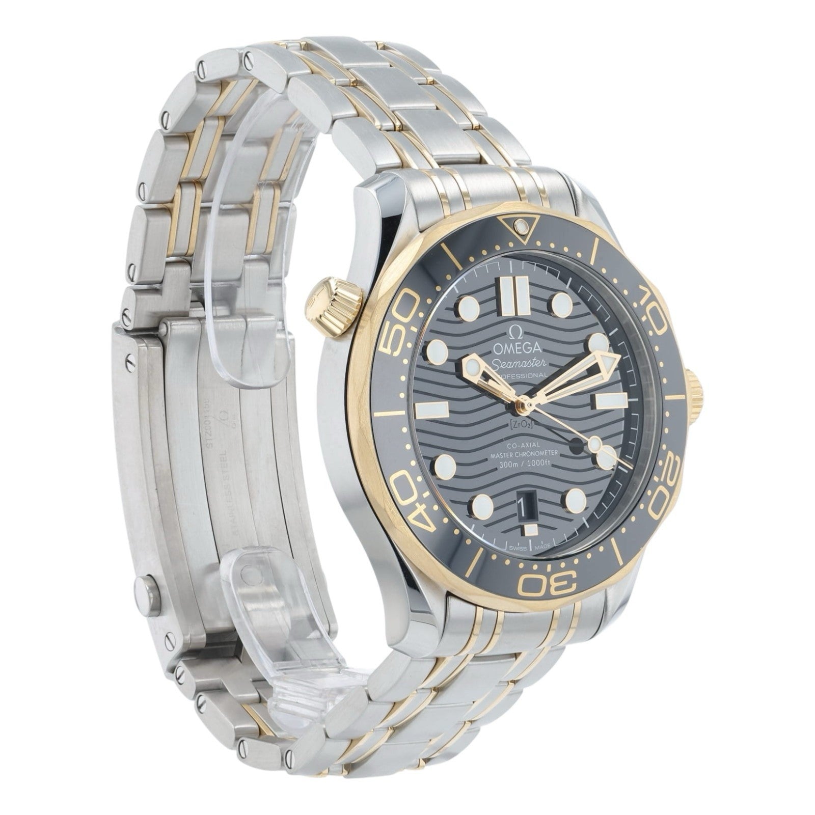 Omega Two-Tone Seamaster Black Dial Gold & Steel 42mm Mens 210.20.42.20.01.002
