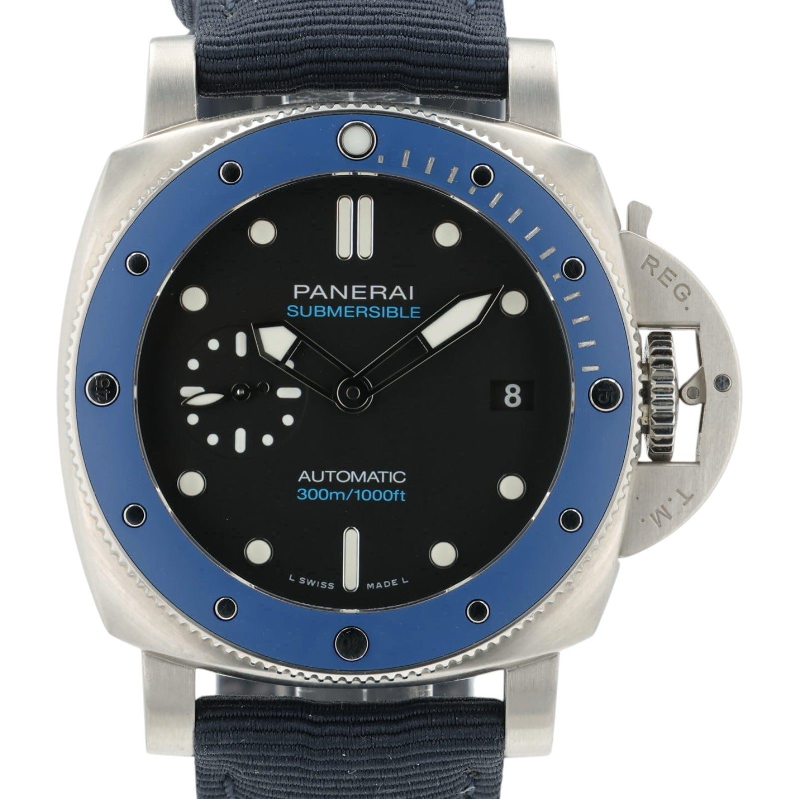 Panerai Submersible Azzuro Black Dial Steel 42mm Automatic Mens Watch PAM01209