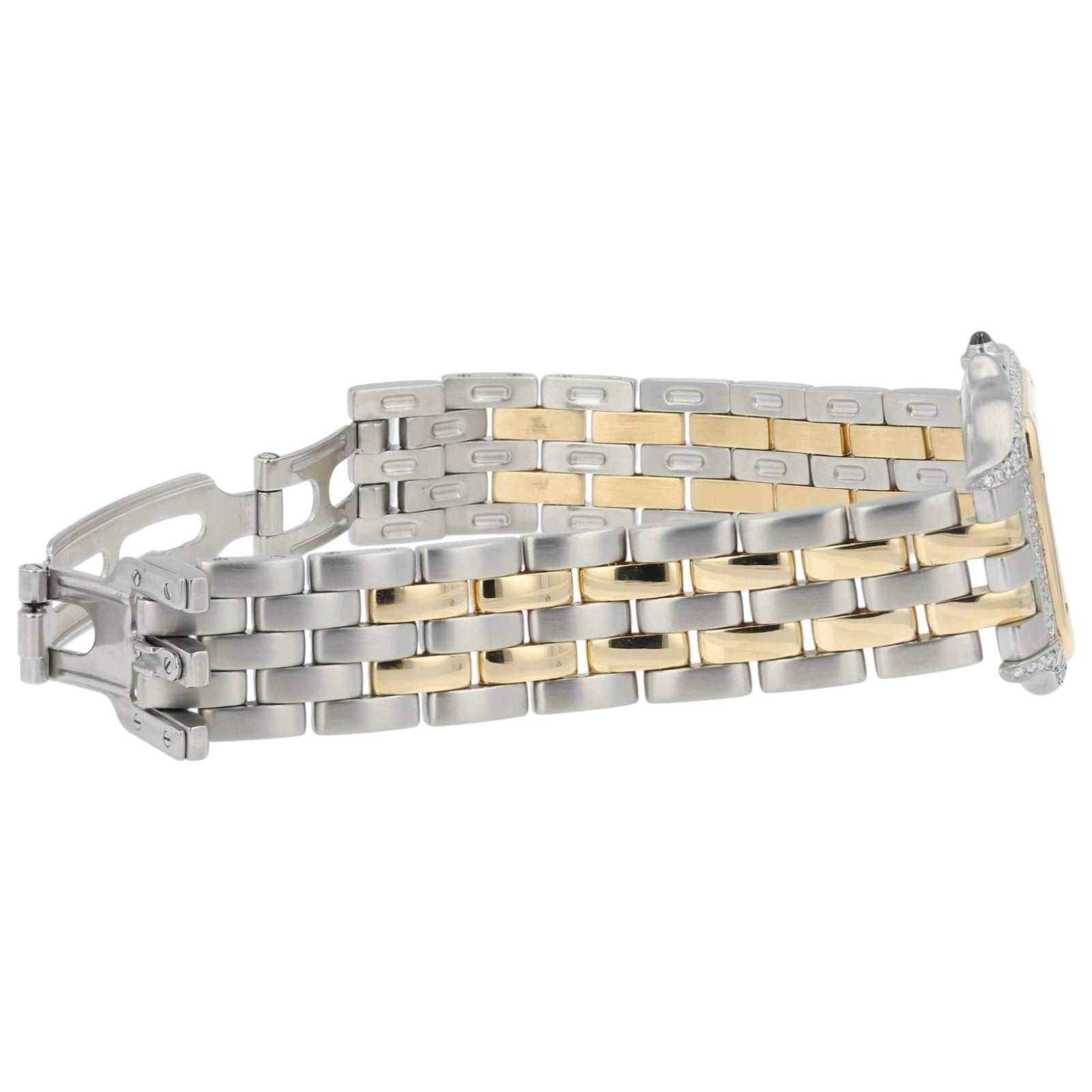 Cartier Panthere Silver Dial Steel and Gold 27mm Quartz Diamond Watch 1100