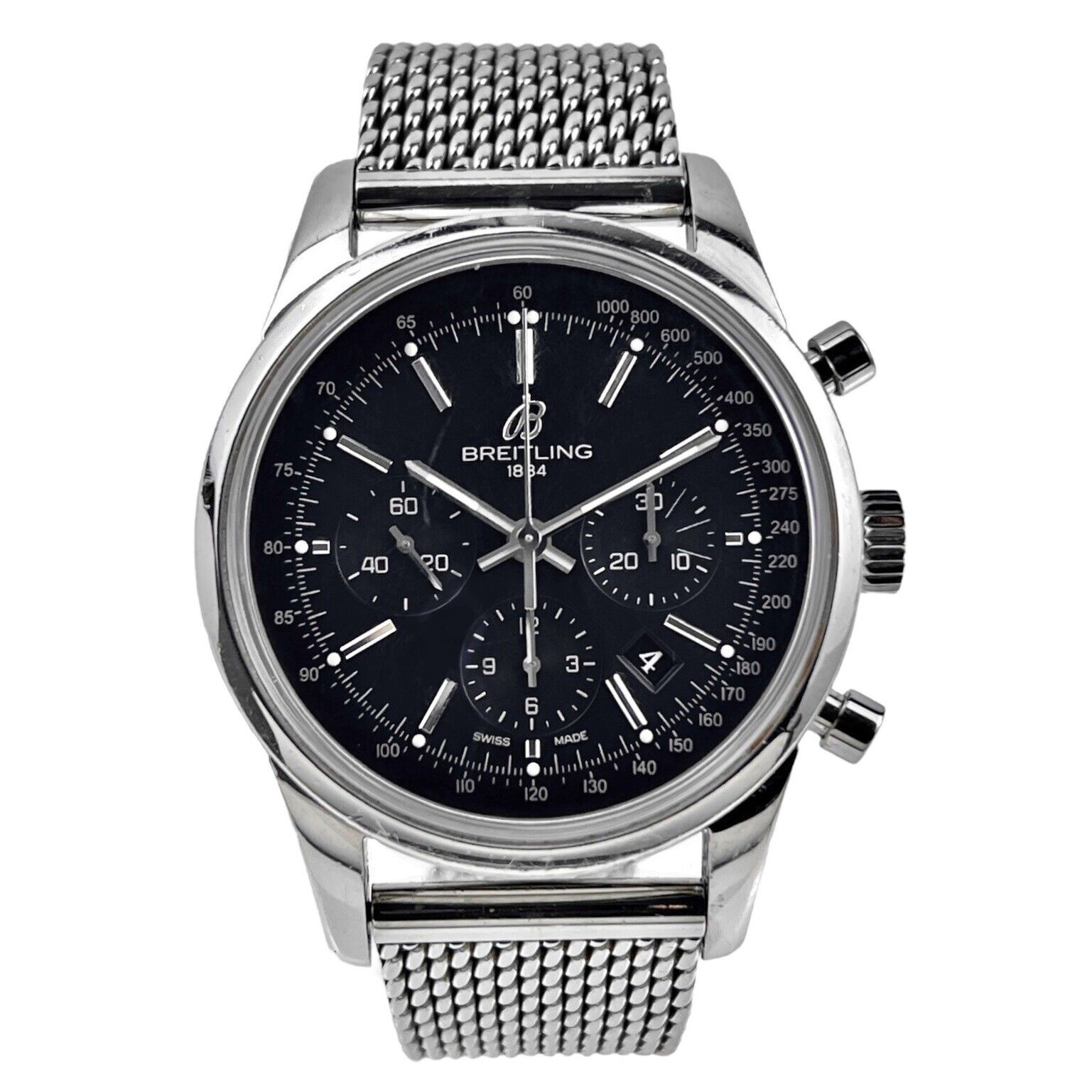 Breitling Transocean Chronograph Black Dial 43MM Automatic Box & Papers AB0152