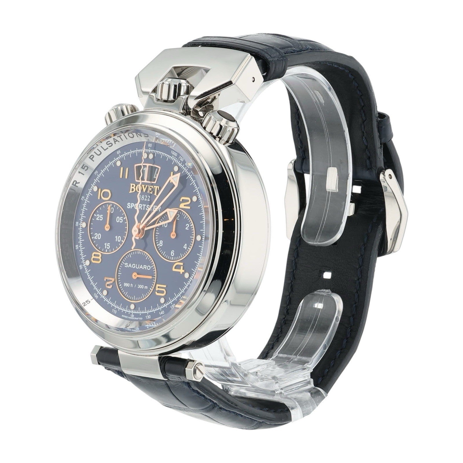 NEW 2025 Bovet Sportster Saguaro Stainless Steel Blue Dial 46mm Watch SP0419