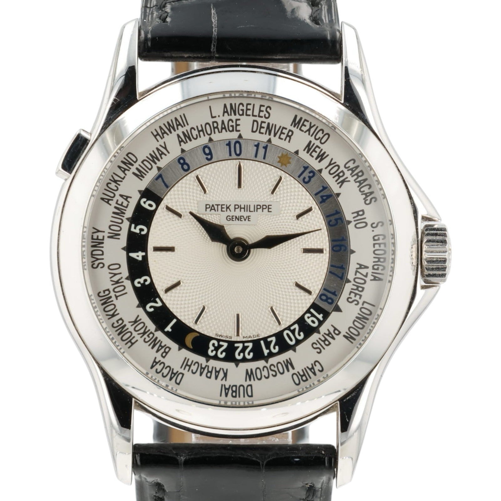 Patek Philippe World Time Silver Dial 18k White Gold 37mm Automatic Men’s 5110G