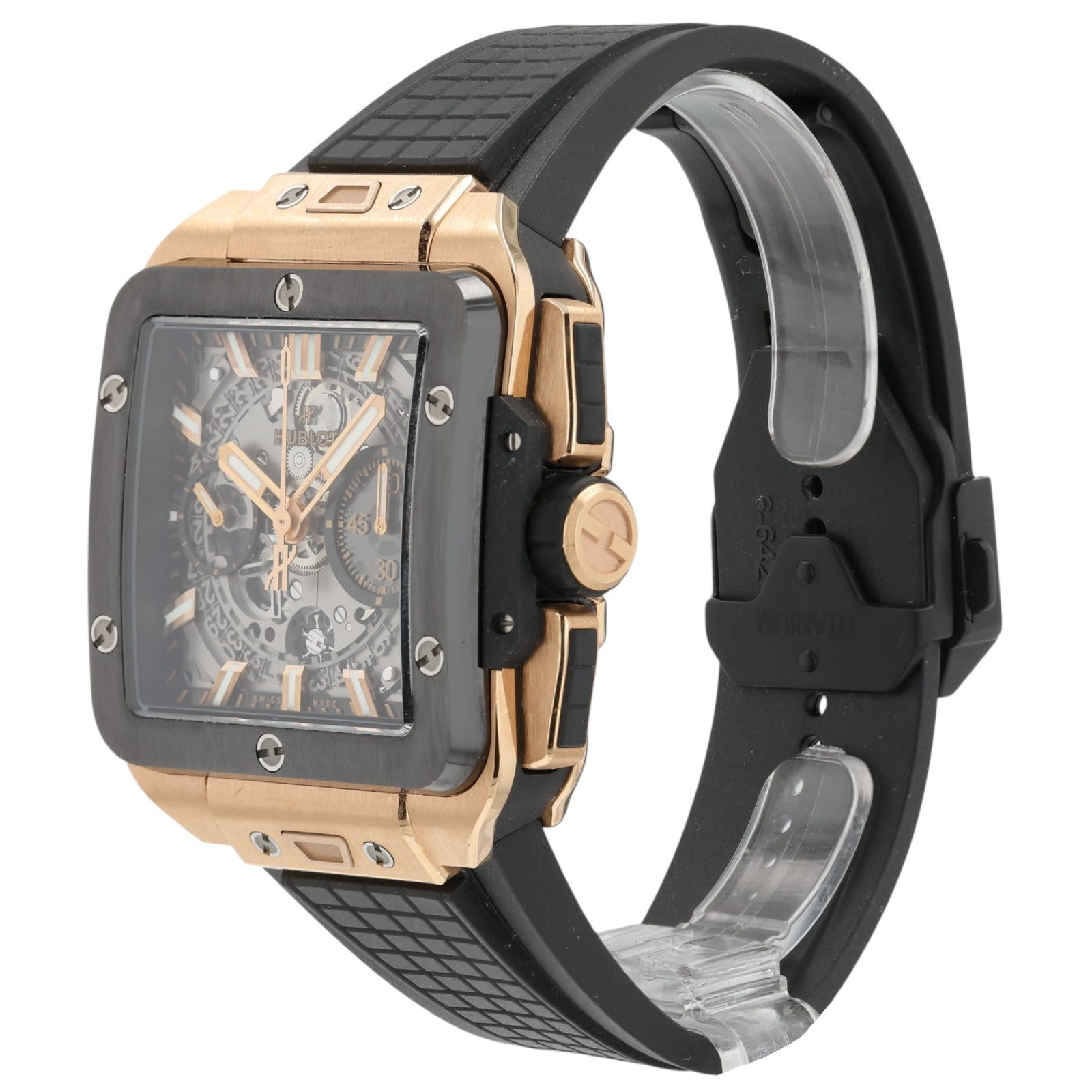 Hublot Square Big Bang Skeleton Dial 18k Rose Gold 42mm Automatic 821.OM.0180.RX
