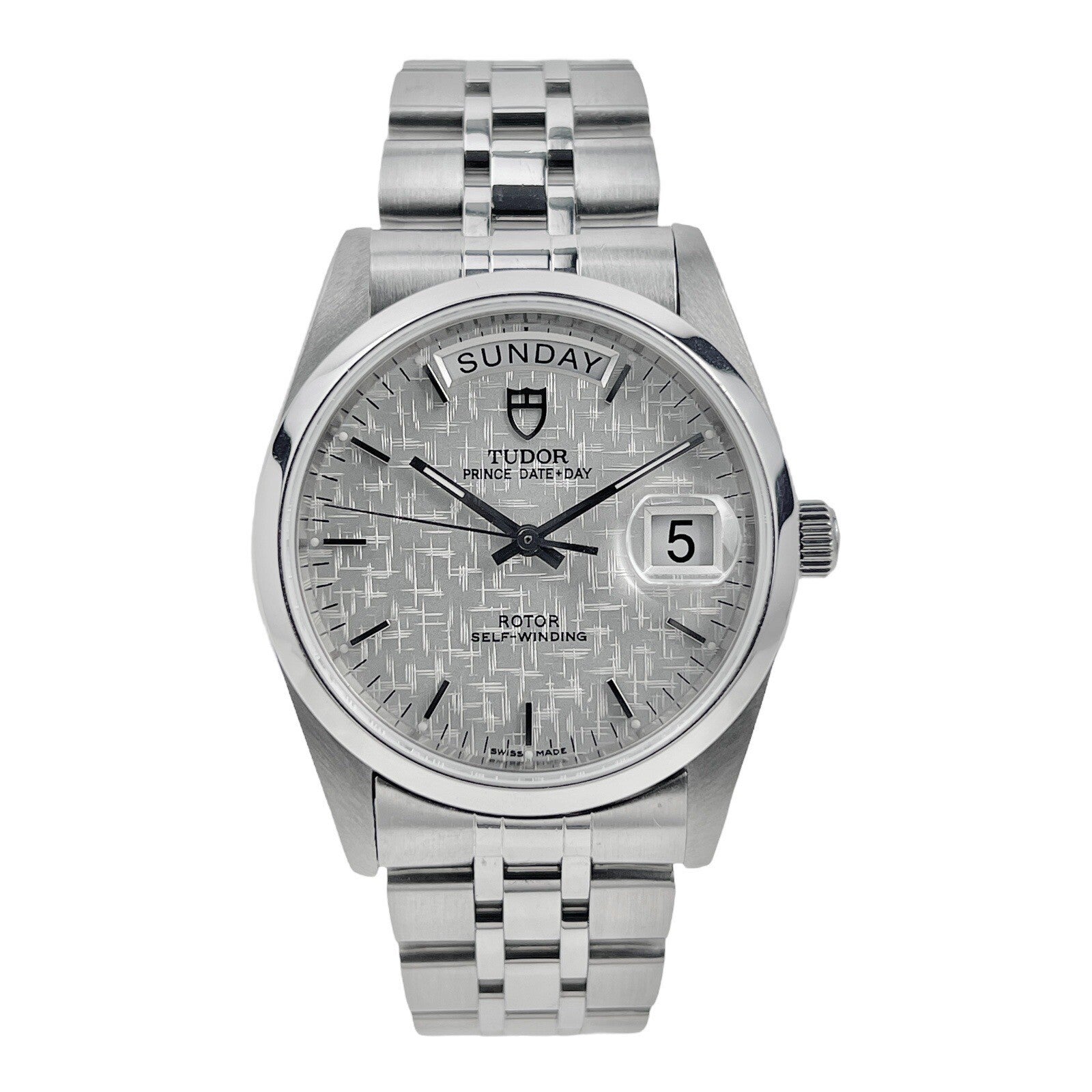 Tudor Prince Date Day Stainless 76200 Silver Linen Dial Automatic Men's Watch