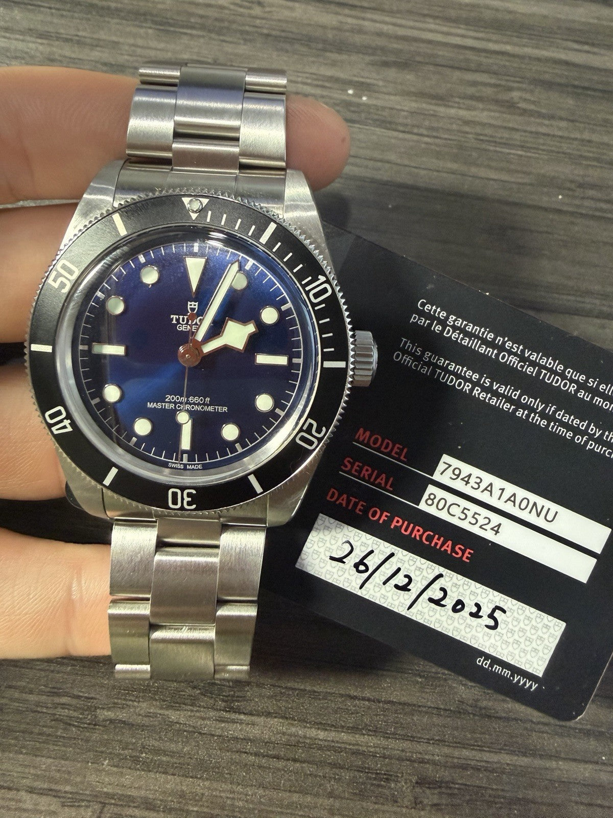 12/2025 Tudor Black Bay Steel Blue Dial 43mm Automatic Mens Watch 7943A1A0NU