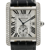Cartier Tank Silver Dial Stainless Steel Diamond 34mm Automatic Watch WSTA0007