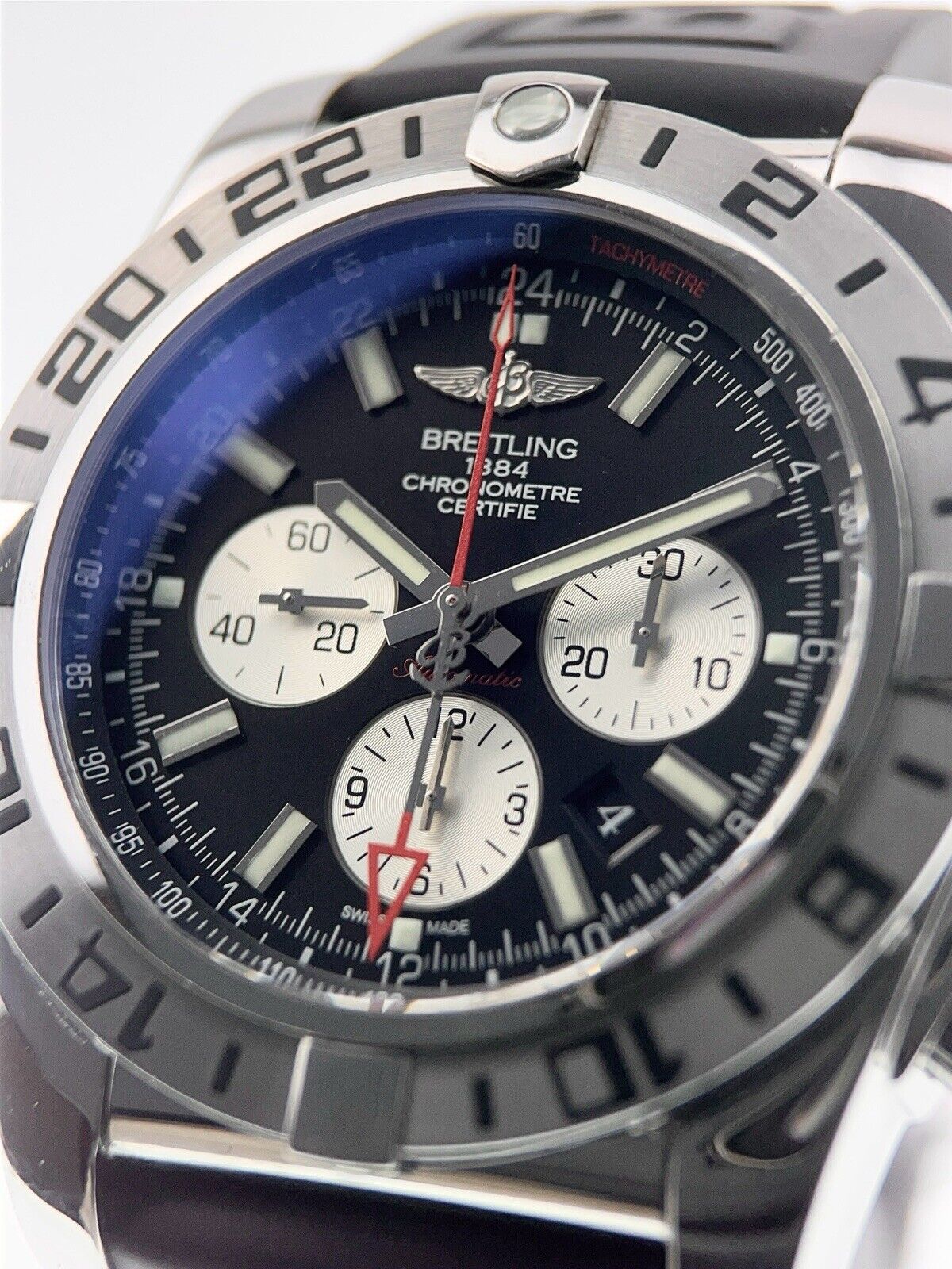 Breitling Chronometer GMT Stainless Steel Black Dial 47mm Automatic Mens AB0413