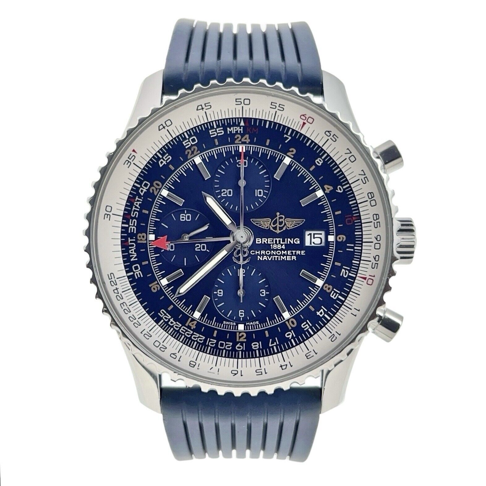 Breitling Navitimer World Steel Blue 46mm Automatic Men’s Watch A24322 - B/P