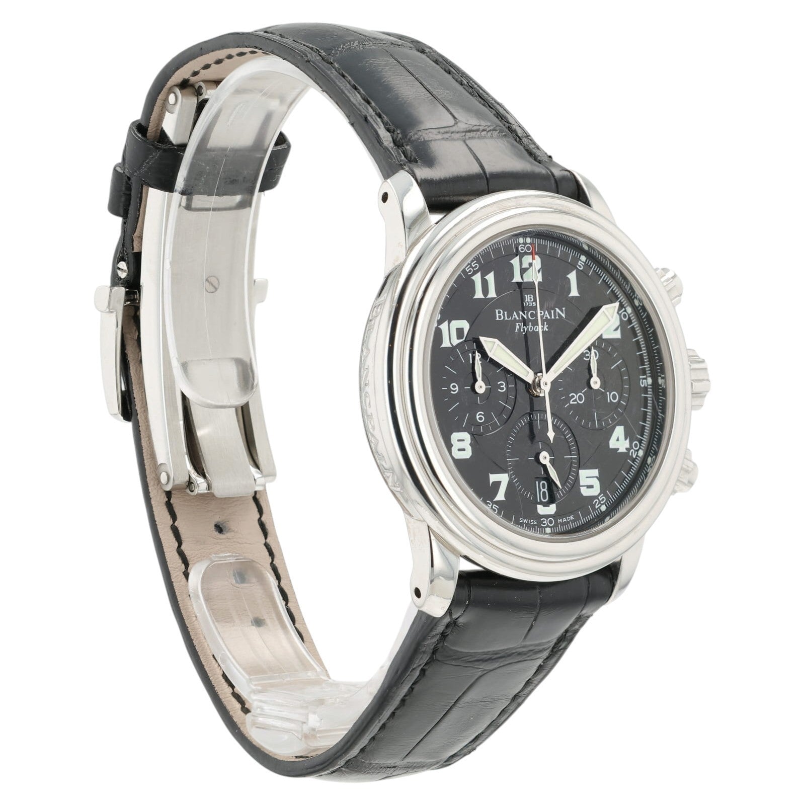Blancpain Leman Fly-Back Chronograph Black Dial Steel 38mm Automatic Watch 2185F