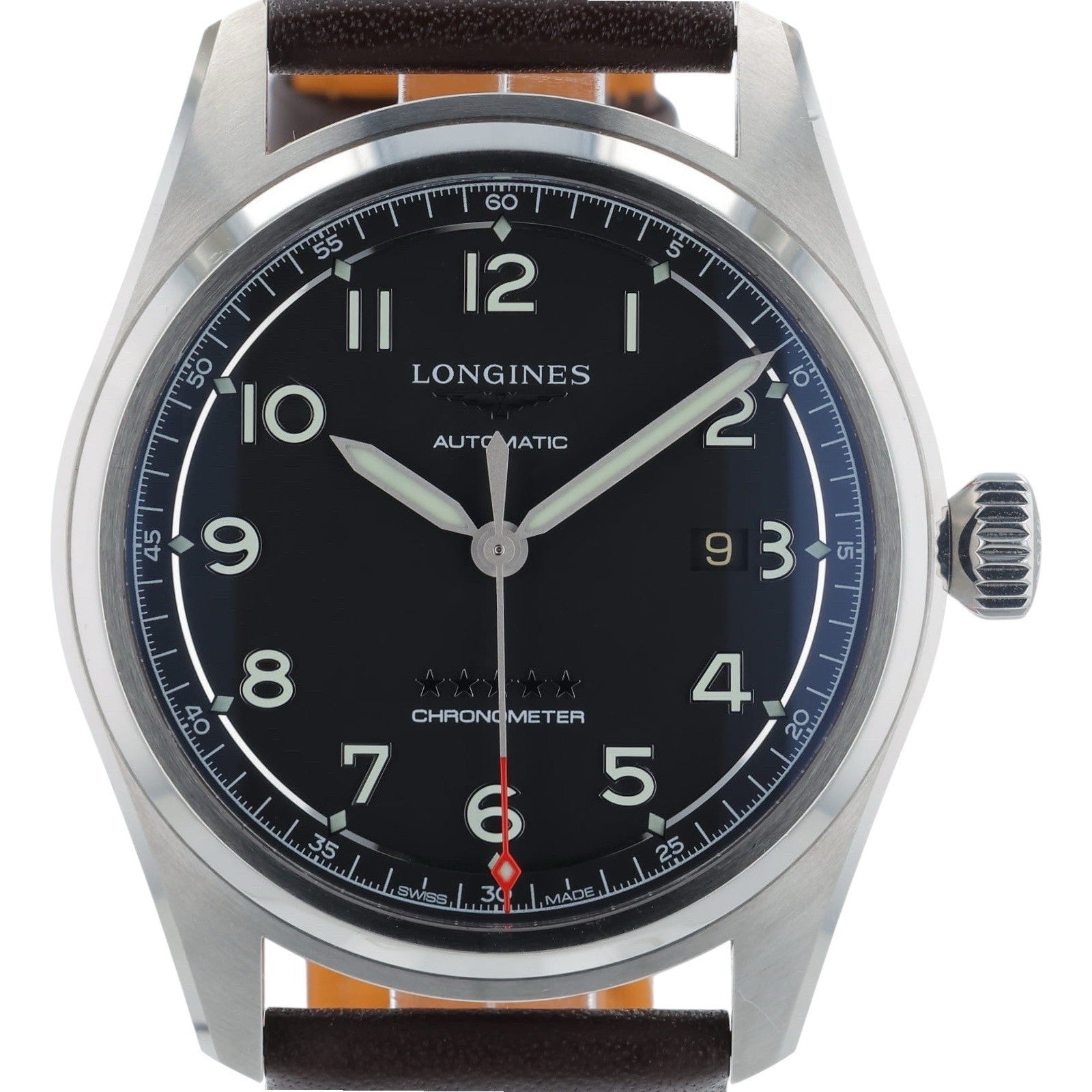 Longines Spirit Stainless Steel Black Dial 42mm Automatic Mens Watch L38114530