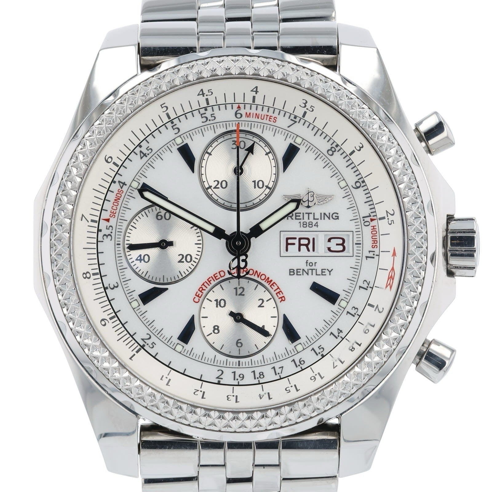 Breitling Bentley GT Stainless Steel White Dial 45mm Automatic Mens Watch A13362