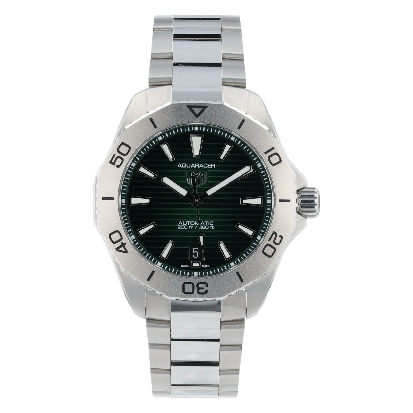 NEW Tag Heuer Aquaracer Green Dial Stainless Steel 40mm Auto Mens Watch WBP211