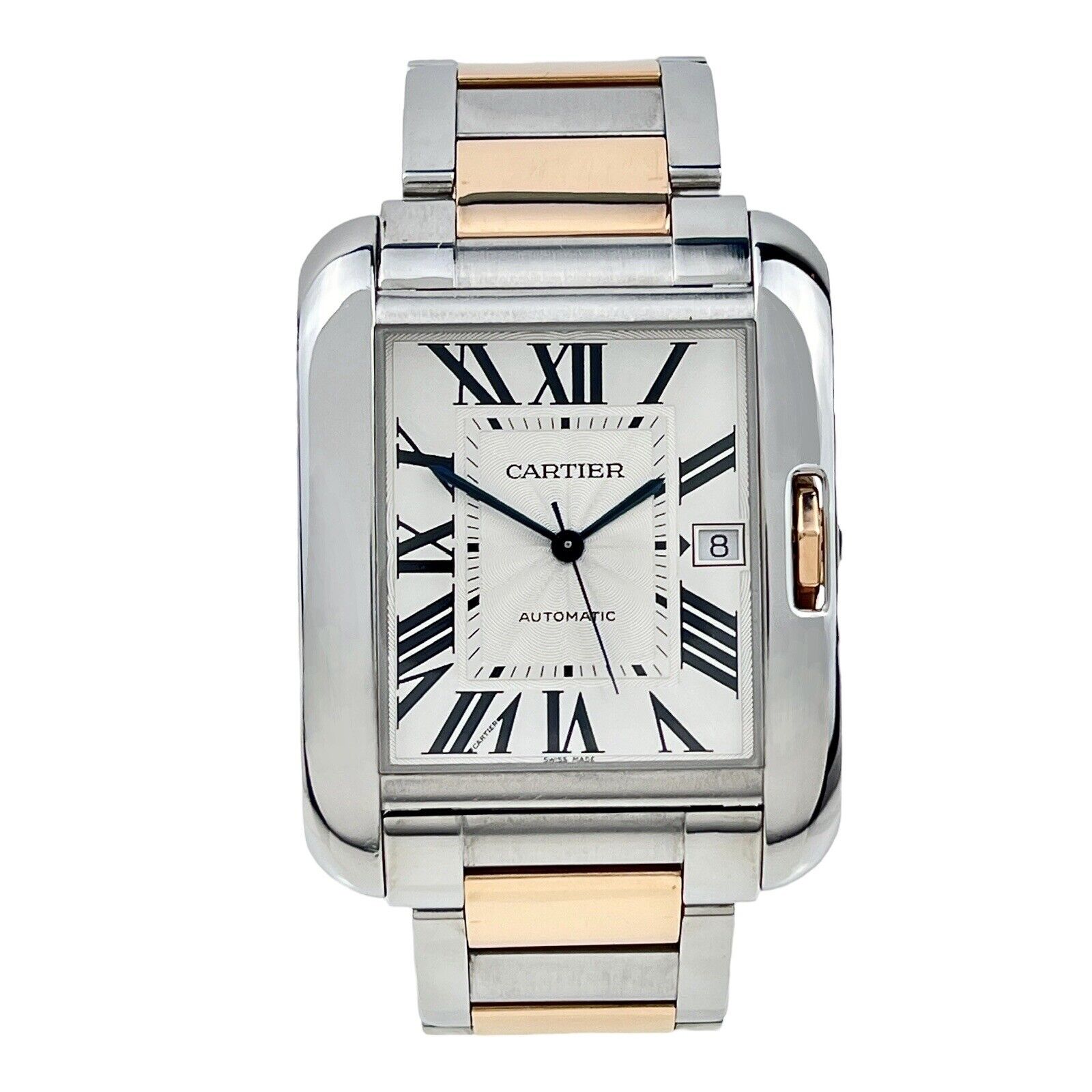 Cartier Tank Anglaise XL W5310006 Two Tone 18K Rose Gold & Steel Auto Watch