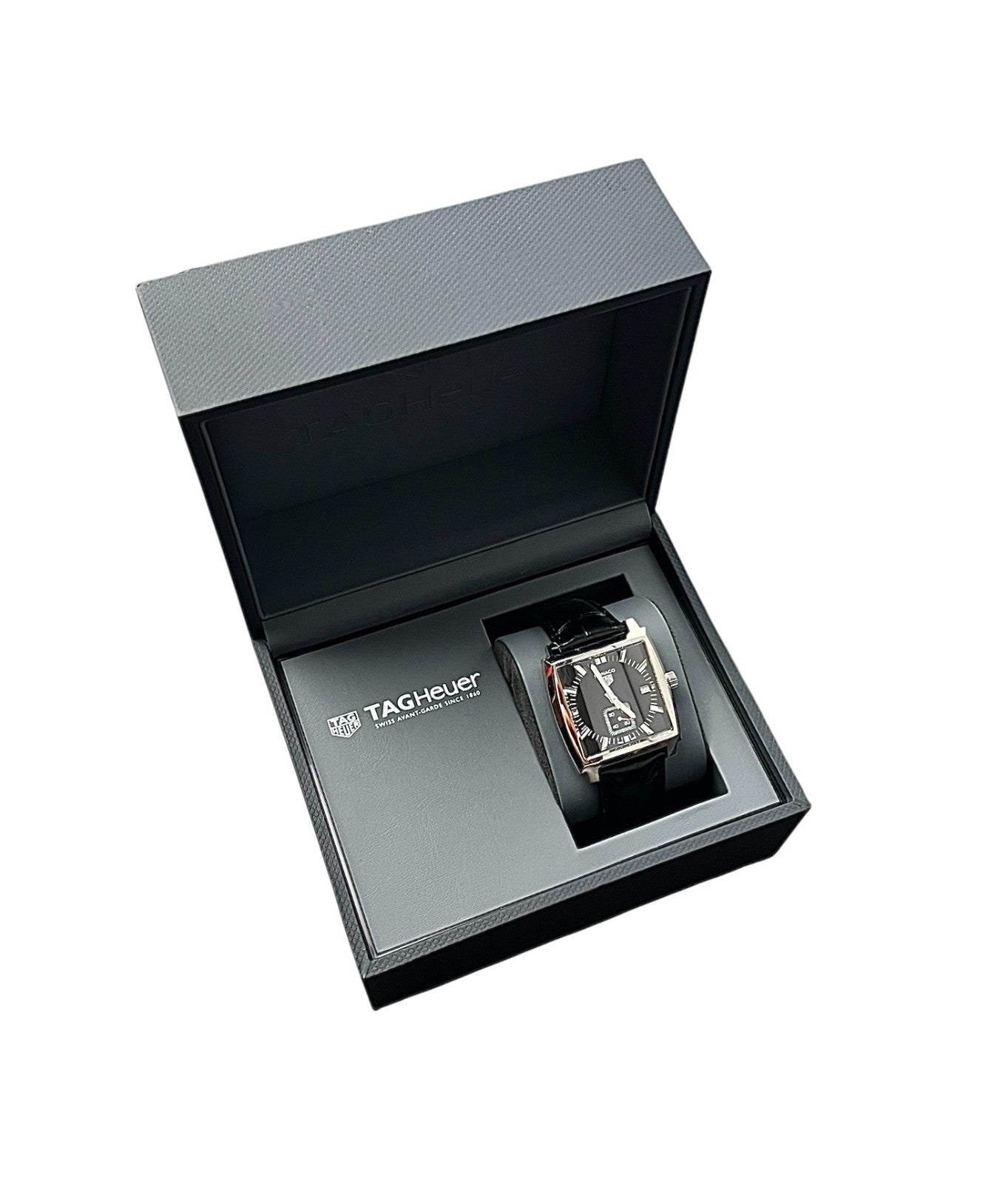 Tag Heuer Monaco Black Dial Stainless Steel 37mm Quartz Mens Watch WAW131A