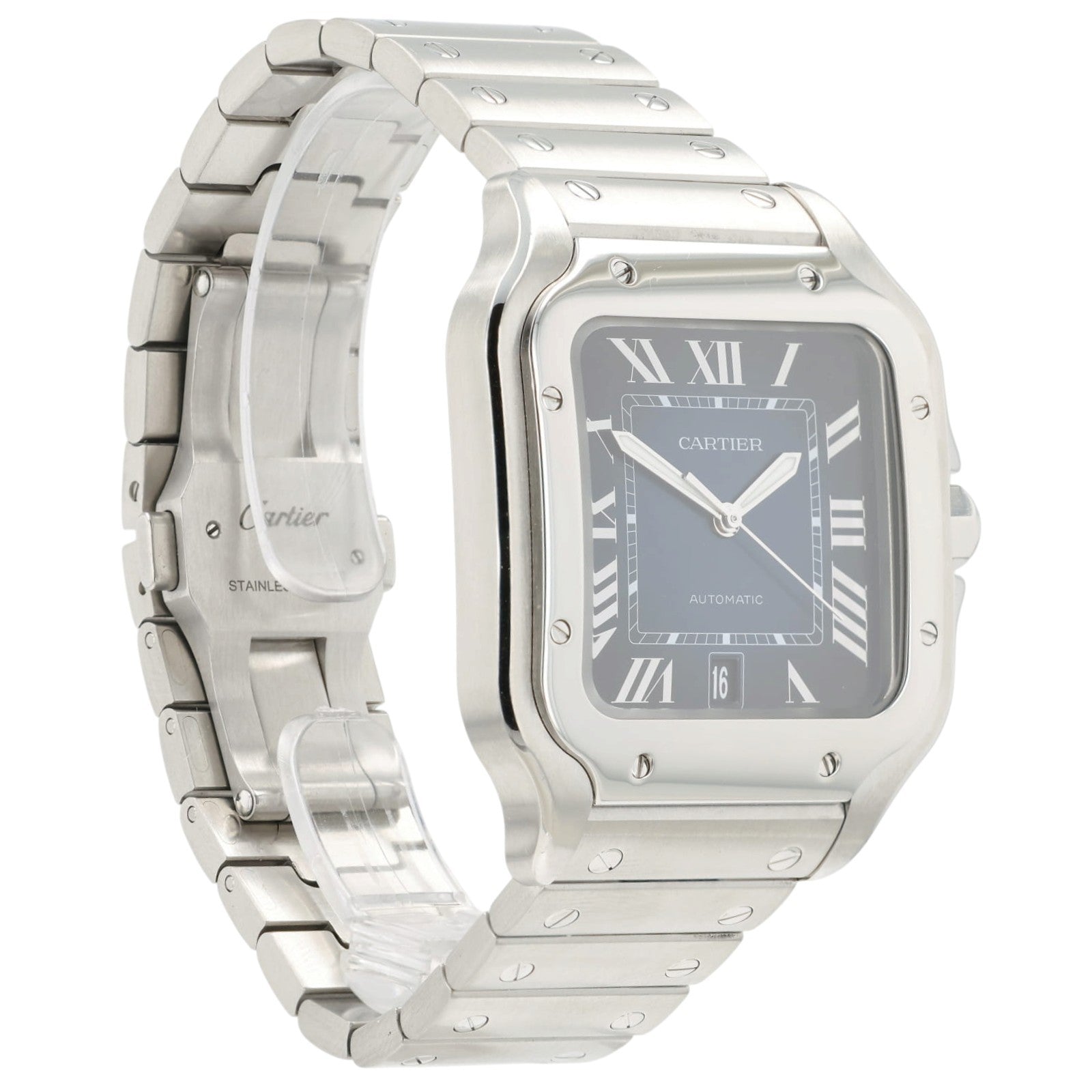 Cartier Santos Blue Dial Stainless Steel 39x40mm Automatic Mens Watch WSSA0030