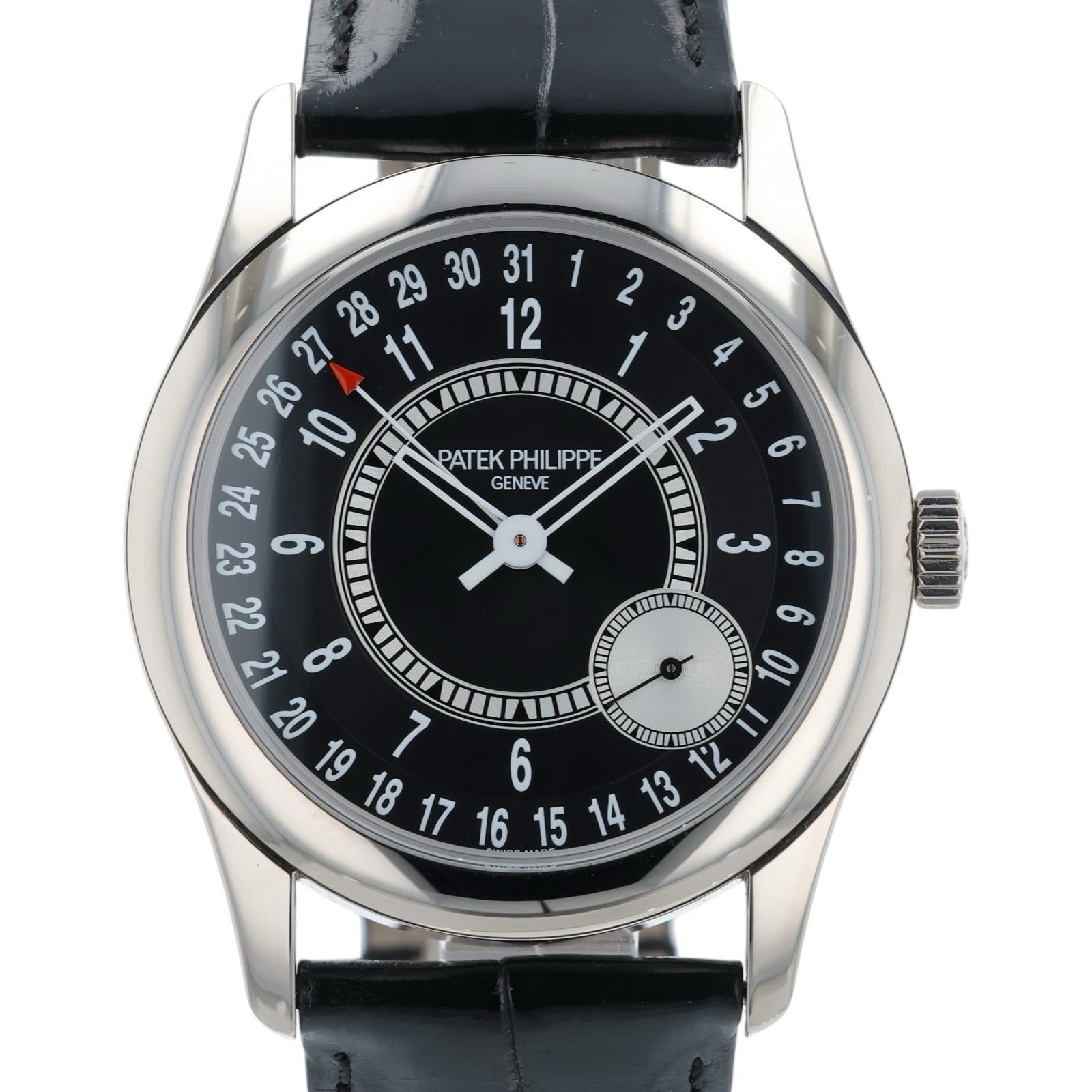 Patek Philipe Calatrava Black Dial 18k White Gold 39mm Auto Men’s Watch 6006G