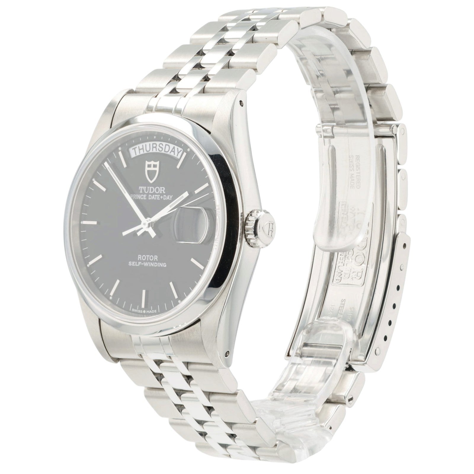 Tudor Prince Date-Day Black Dial Stainless Steel 36mm Automatic Mens Watch 76200