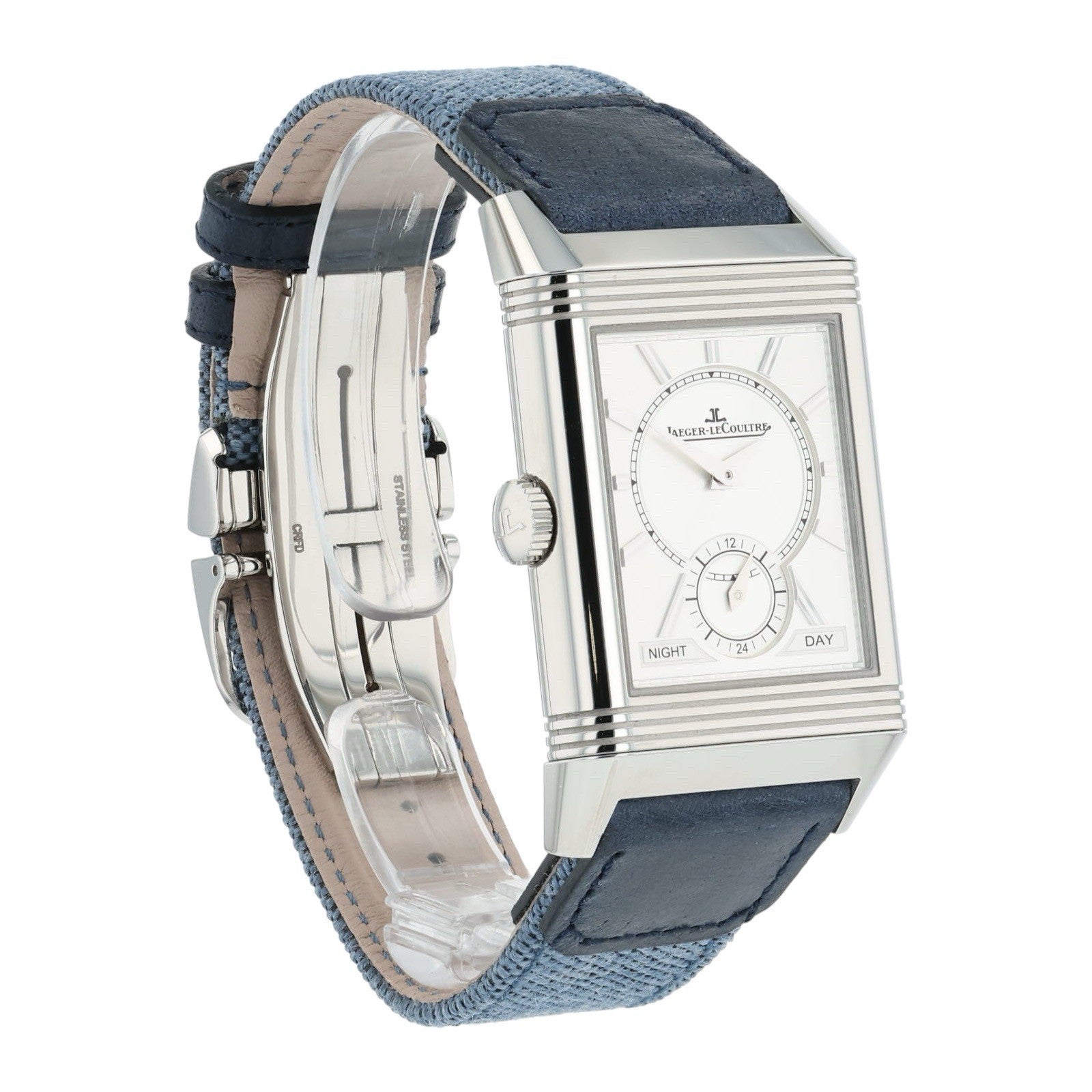 2025 Jaeger LeCoultre Reverso Steel Silver & Blue Dial 28mm Manual Wind Q3988481
