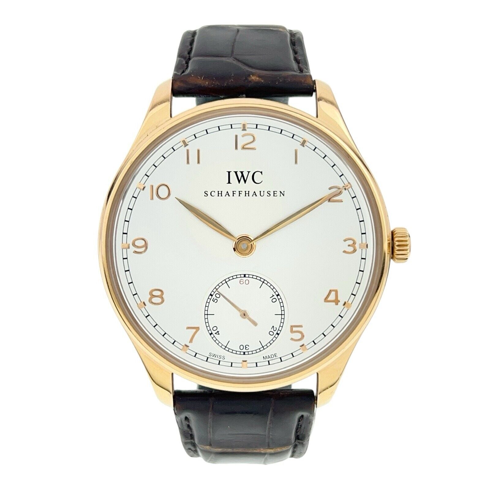 IWC Portuguese 18k Rose Gold Silver Dial 44mm Manual Wind Men's Watch IW545409