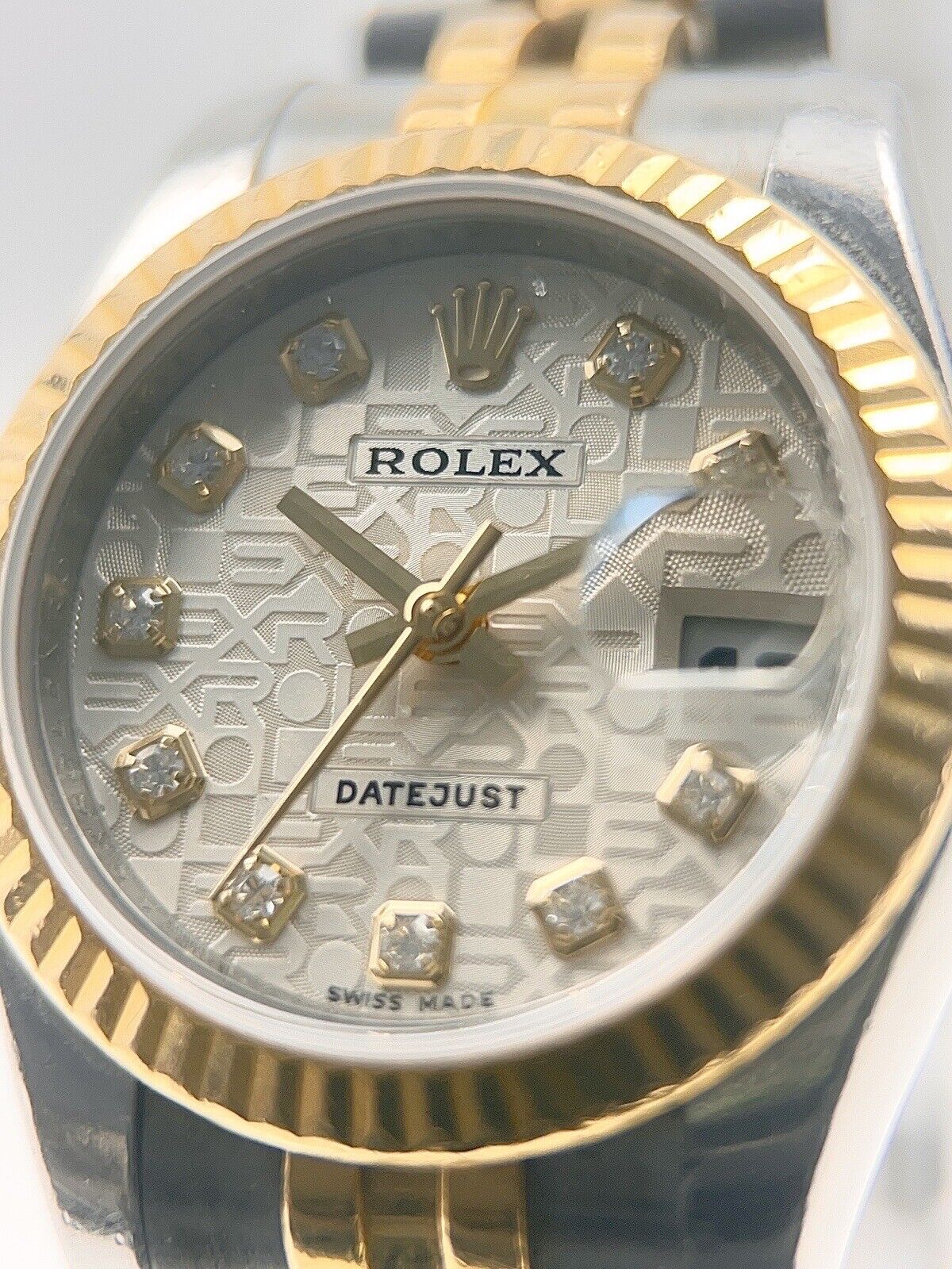 Rolex 18K YG/SS Lady Datejust 26MM Silver Dial Factory Diamond Dial 179173 Watch