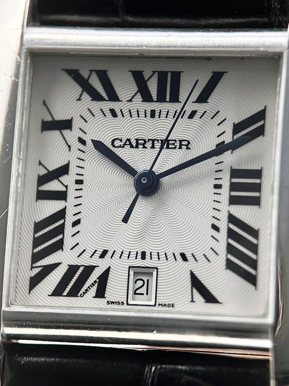 Ladies Cartier Tank Francaise 28mm Automatic Watch 18K White Gold White Ref 2366