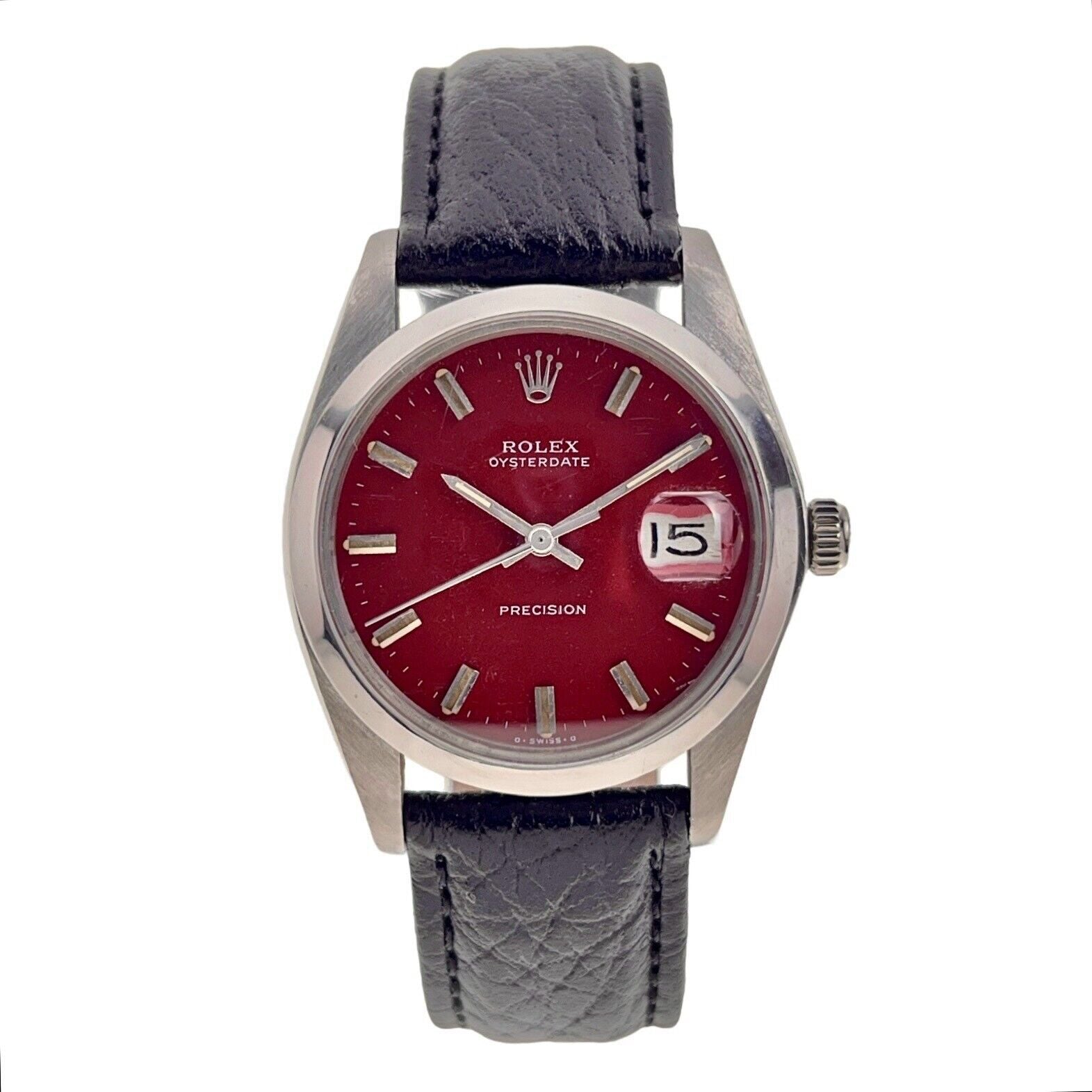 Rolex Oysterdate Precision Steel Red Dial 34mm Automatic Men’s Watch 6694