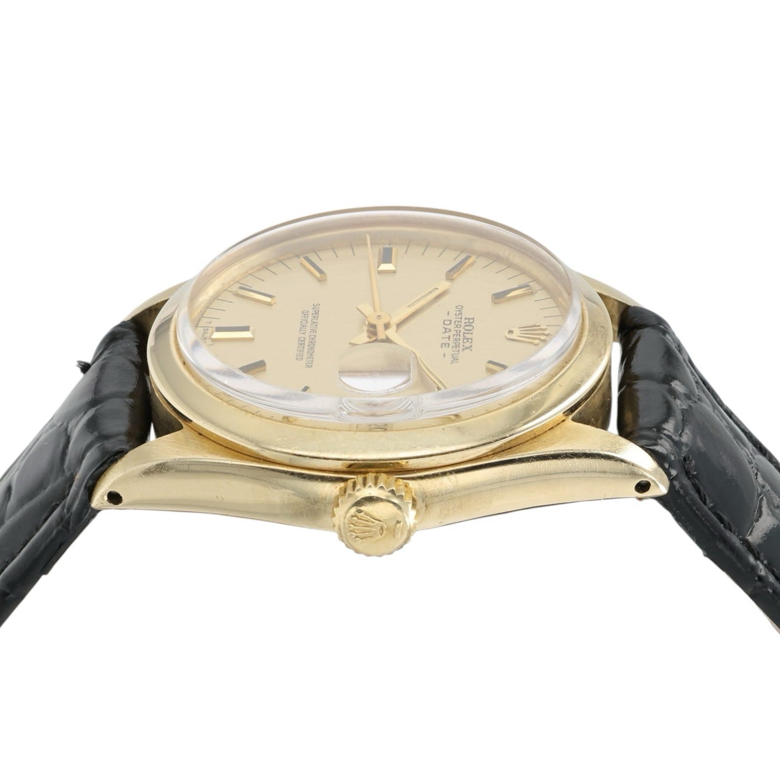 Rolex Date Champagne Dial 14k Yellow Gold 31mm Automatic Women's Watch 6824