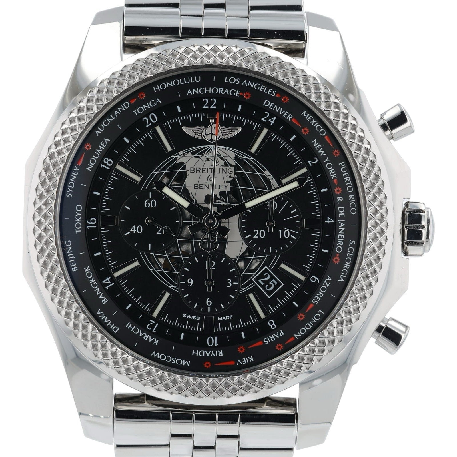 Breitling Bentley B05 Unitime Steel Black Dial 49mm Automatic Mens Watch AB0521